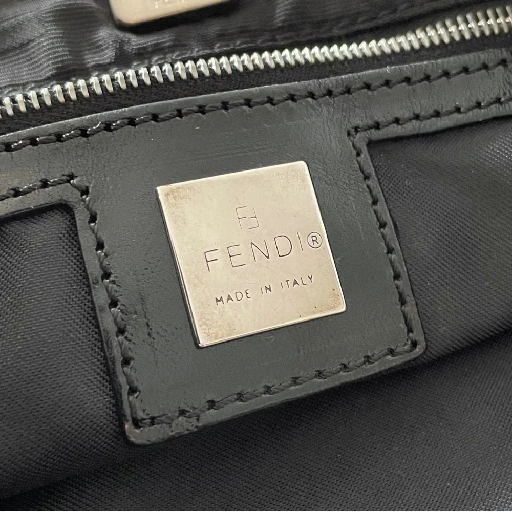 Fendi black monogram canvas large FF logo hobo shoulder bag